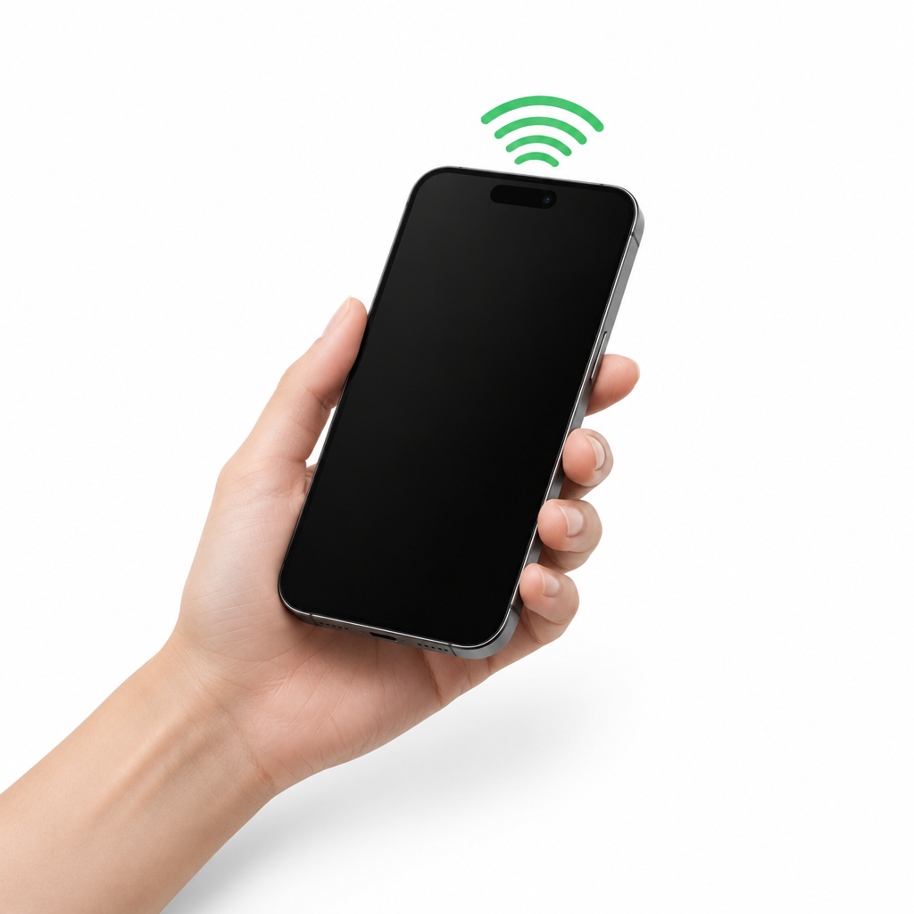 Cliente aproximando o celular para acessar as informações TapLink